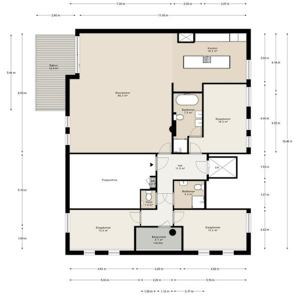 Floor Plan 1 - Burgemeester Rijnderslaan 44